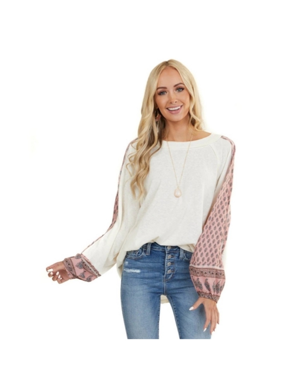 Easel Ballon Long Sleeve Blouse